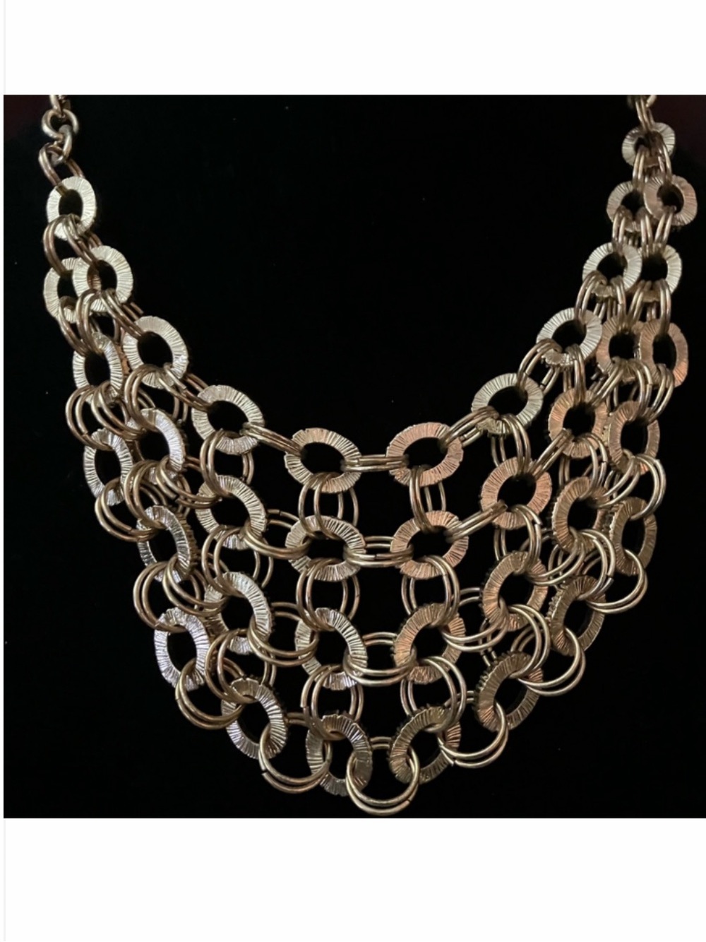 New Gorgeous Gold Multi-Row Link Necklace in Jewelers Box